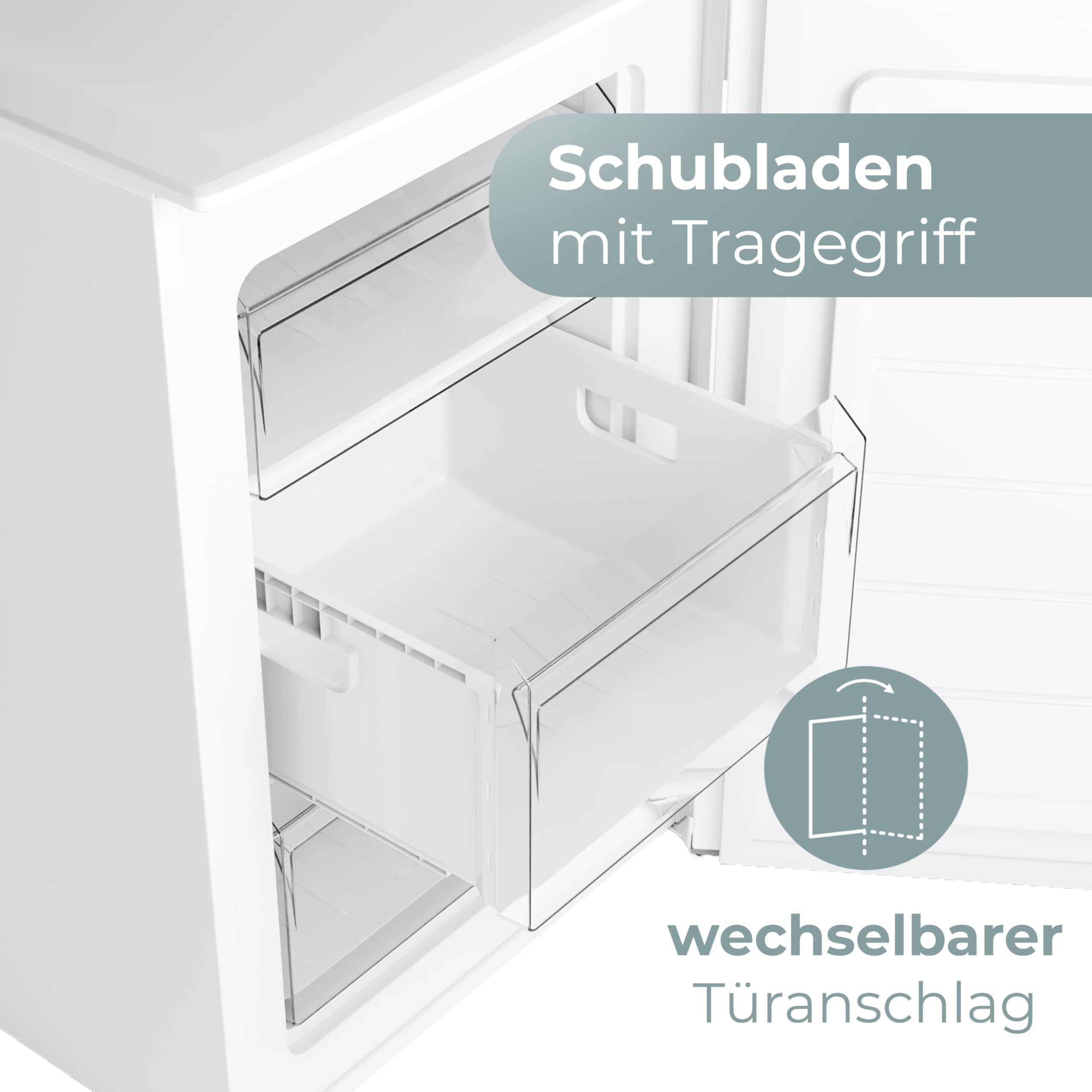 Clatronic® Gefrierschrank klein | Energieklasse C | 85cm | Tiefkühlschrank | leise 40dB | 3 Schubladen | Türanschlag wechselbar | bis zu -18°C | 87L Freezer | kleiner Gefrierschrank GS 102 weiß