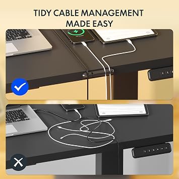 FLEXISPOT ONE PIECE Electric Standing Desk Height Adjustable Desk Sit Stand Desk with 4 Memory Smart Pannel and Backpack Hook for Home Office, 100 x 60cm Black