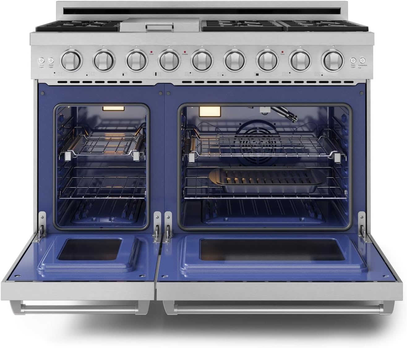 Gordon Ramsay by THOR Kitchen 48 Inch Professional Gas Range with Double Oven in Stainless Steel