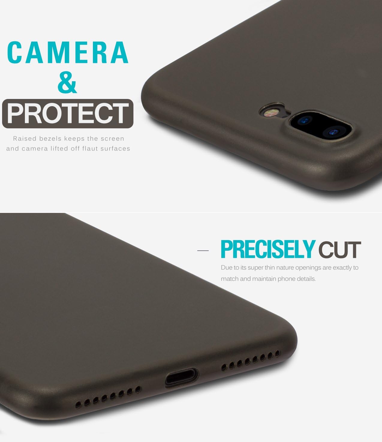 TOZO for iPhone 7 Plus Case iPhone 8 Plus Case PP 0.35mm World's est Protect Hard Case Semi Transparent Light Weight 5.5 inch. Matte Mocha Black