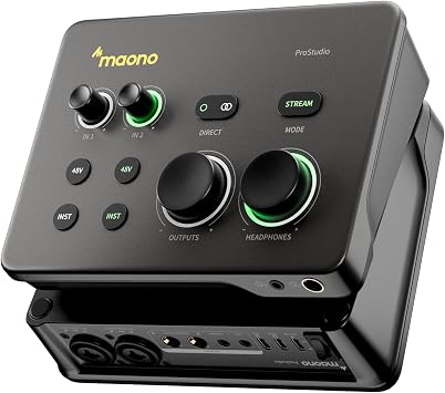 MAONO P2 USB Audio Interface 24-Bit/192kHz Studio Sound Compatible for PC Mac iPad iPhone | Auto-Gain Loopback | Pro Recording Gear Musicians Podcasters