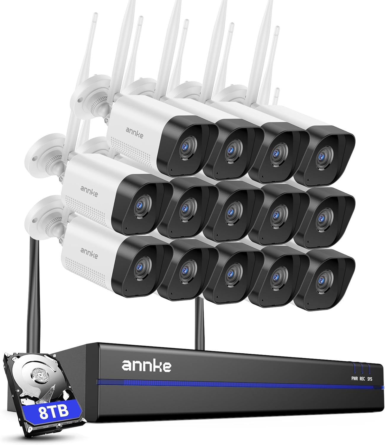 ANNKE Wireless Security Camera System with NVR and multiple cameras