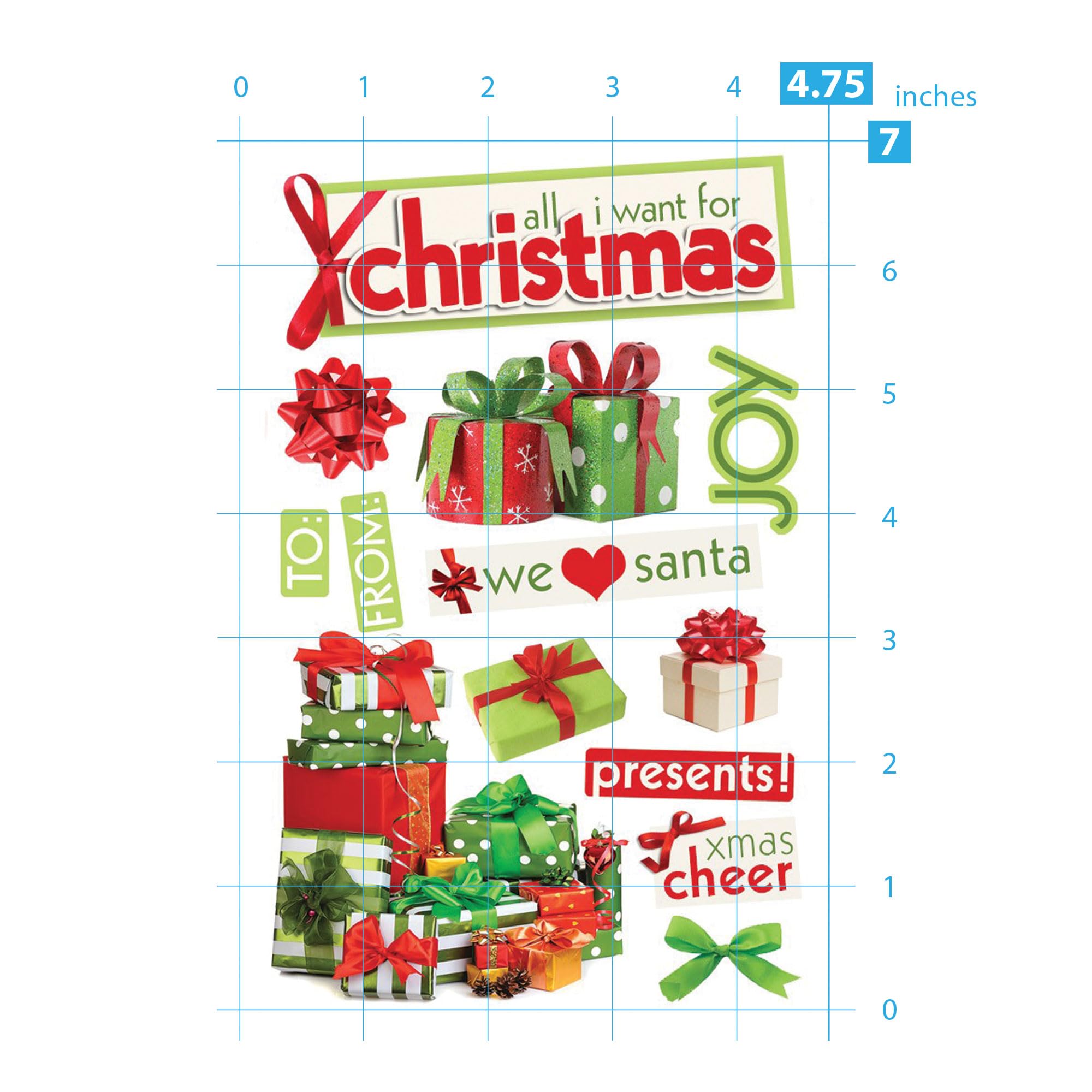 Paper House Productions 3D Çıkartmalar 4,5"x8,5"-All I Want For Christmas