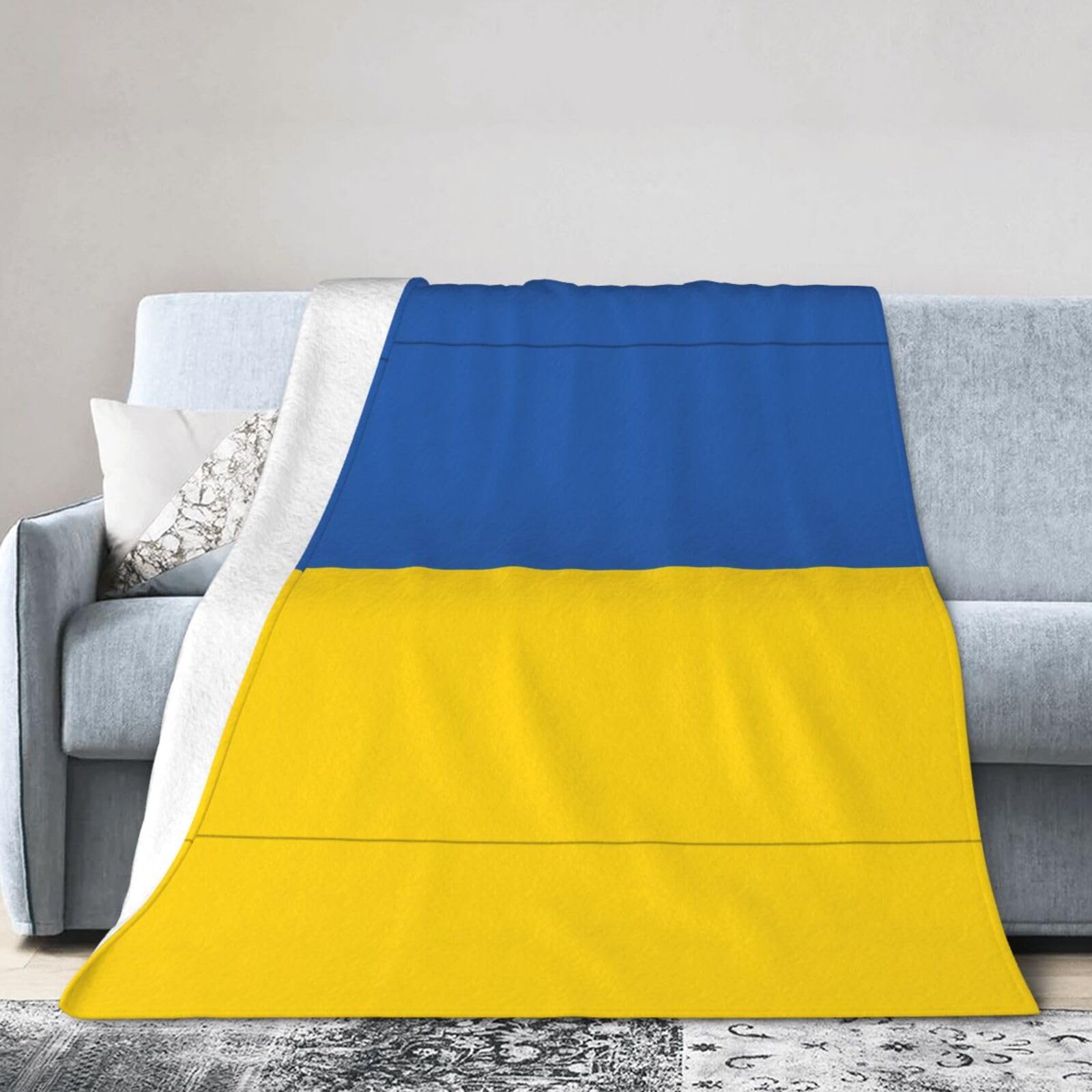 Flag of Ukraine 40"x30" Fleece Blanket, Full Size, Super Soft, Suitable for Bed, Sofa, Camping, All Seasons