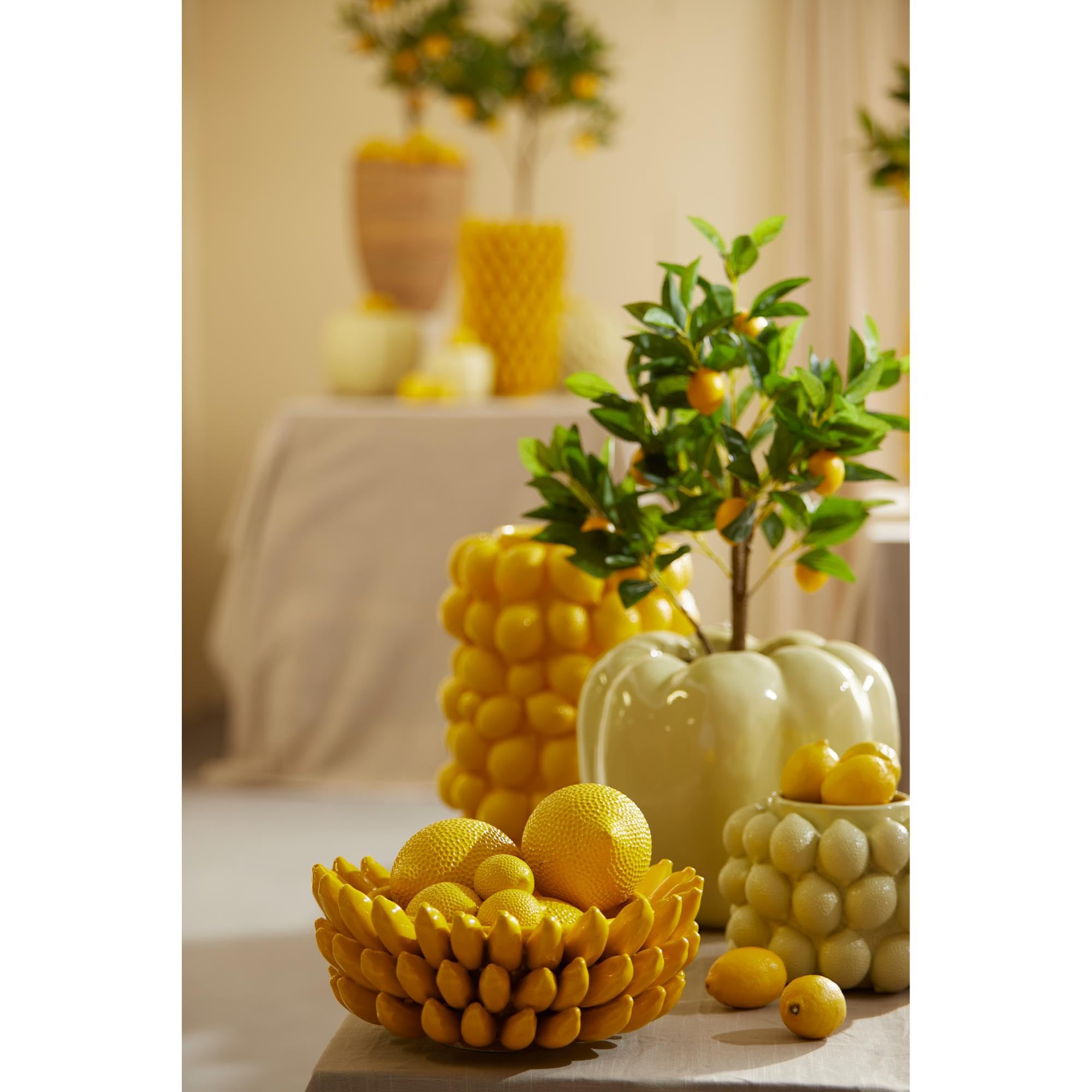 Light & Living Vase Zitrone, Polyresin, Gelb, 33 cm hoch, Ø 23 cm