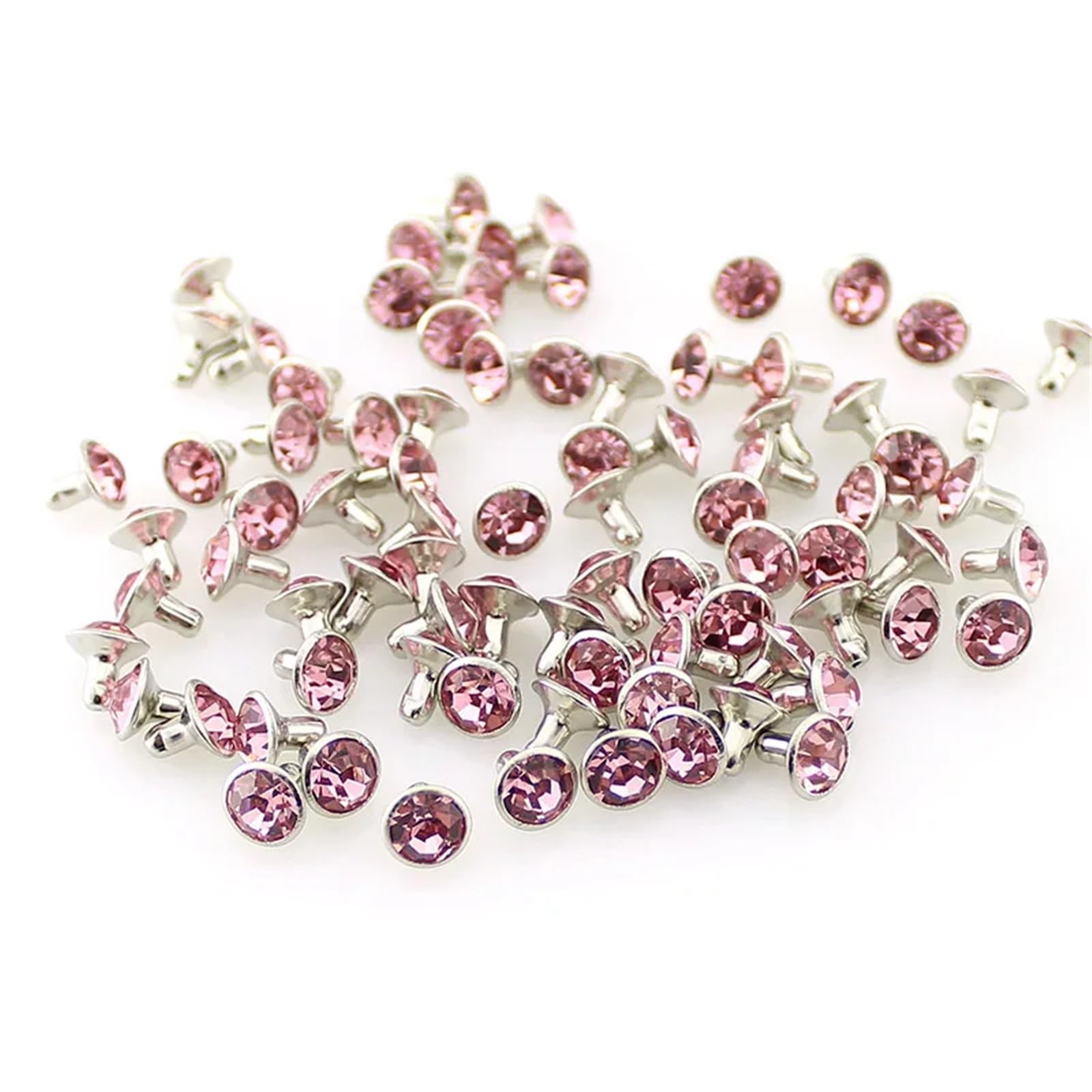Fdzkrtvm Pink Metal Crystal Rivets, Crystal Rhinestone Rivet Studs Multicolor Copper 100 Pcs