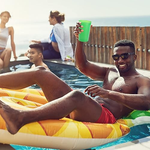 Vista 21 de Fasmov Paquete de 30 vasos de plástico de 16 onzas, vasos de plástico en blanco, reutilizables, para fiestas, eventos, marketing, bodas, color morado