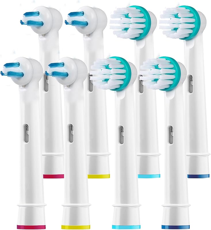 Cabezales de cepillo Alayna Ortho y Power Tip compatibles con Oral-B, paquete de 8 | Kit de cabezal de cepillo de dientes eléctrico de ortodoncia para limpiar alrededor de aparatos ortopédicos, aparatos dentales y áreas de difícil acceso