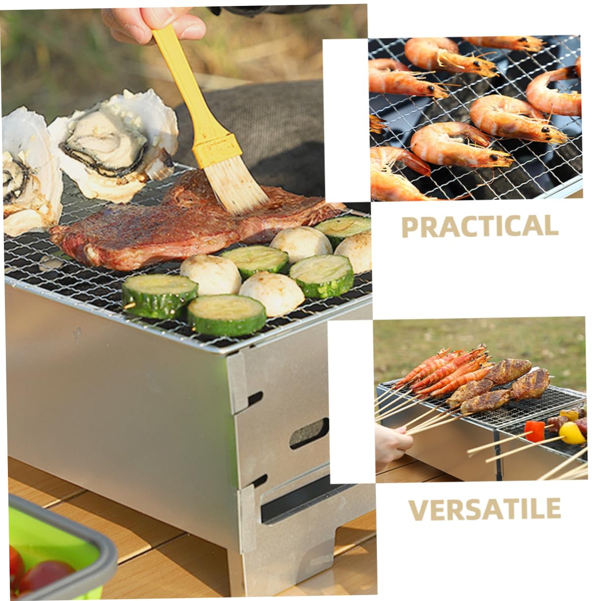 Tragbarer Holzkohlegrill aus Eisen nicht Verformbar und Leicht zu Verstauen für Camping und Outdoor Grillabende Kompakter Kleiner Grill