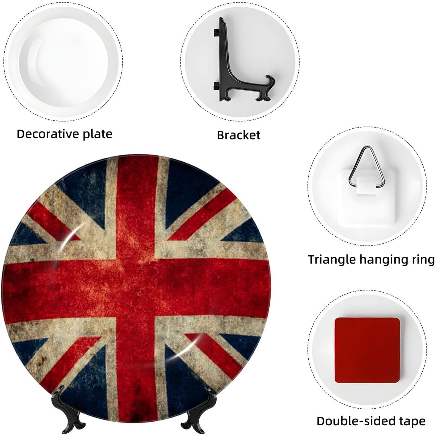 Decorative Plate Art Crafts Bone China Decorative Plate with Display Rack Souvenir Wall Decor Ceramic Ornaments Dinner Plates Ceramic Decoratives Plates for Home Office 10in