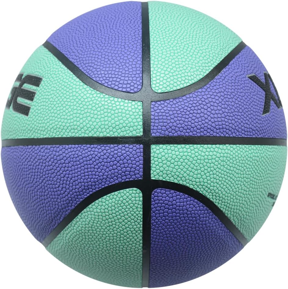 XEDGE Basketball 28.5” Size 6 Indoor Outdoor Leather Basketball Set