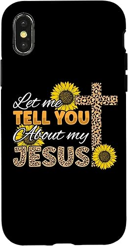 Miniatura 7 de Funda cristiana para iPhone 11 Pro Max Let Me Tell You About My Jesus Leopard Sunflower