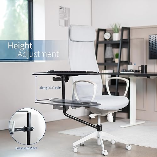 Miniatura 4 de VIVO Silla de oficina montada 26 x 12 pulgadas, bandeja para teclado y mouse, inclinación ergonómica, movimiento completo de rotación de 360 grados,