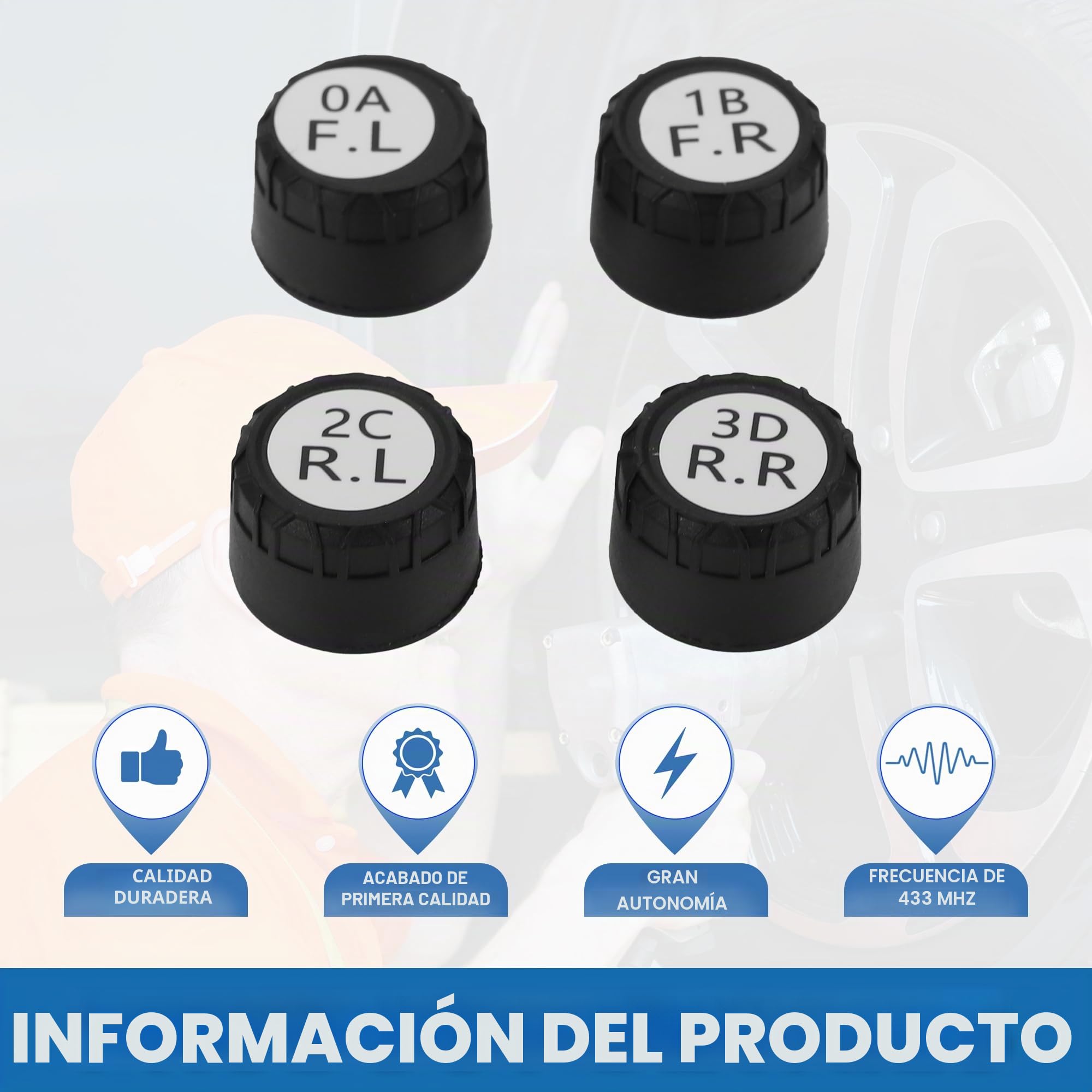A ABSOPRO Kit Tpms Para Navegación 433Mhz 5 Modos Alarma