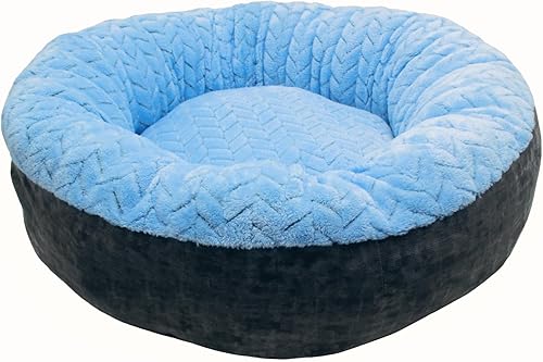 Cama calmante para perros y gatos pequeños - Cama antiansiedad - Gatos y perros pequeños acolchados en forma de dona - Tela extremadamente suave y