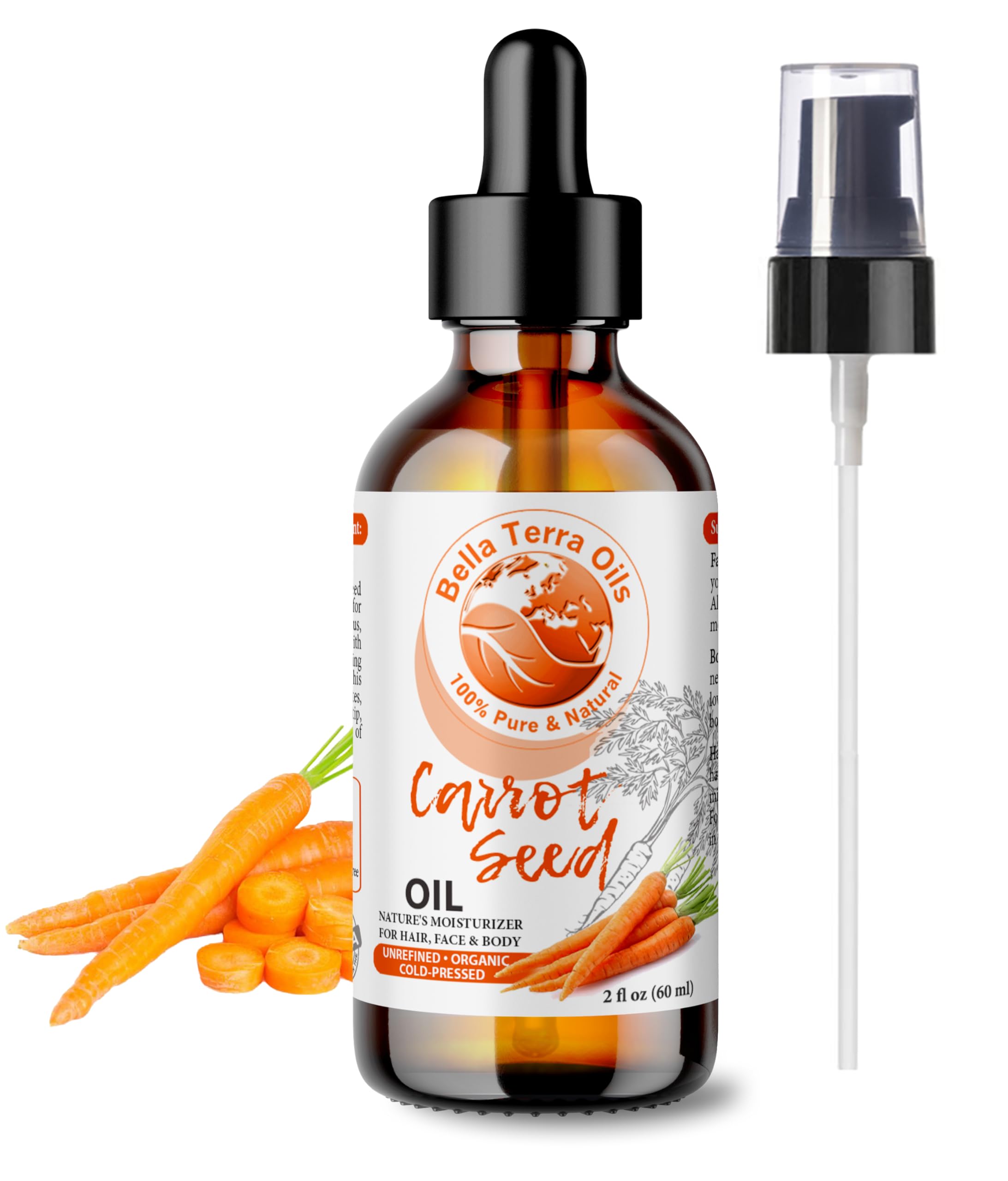 Bella Terra Oils - Organic Carrot Seed Oil 2oz - Enriched with Carotene & Essential Nutrients, Elevate Your Skin Care Regimen with This Luxurious Oil