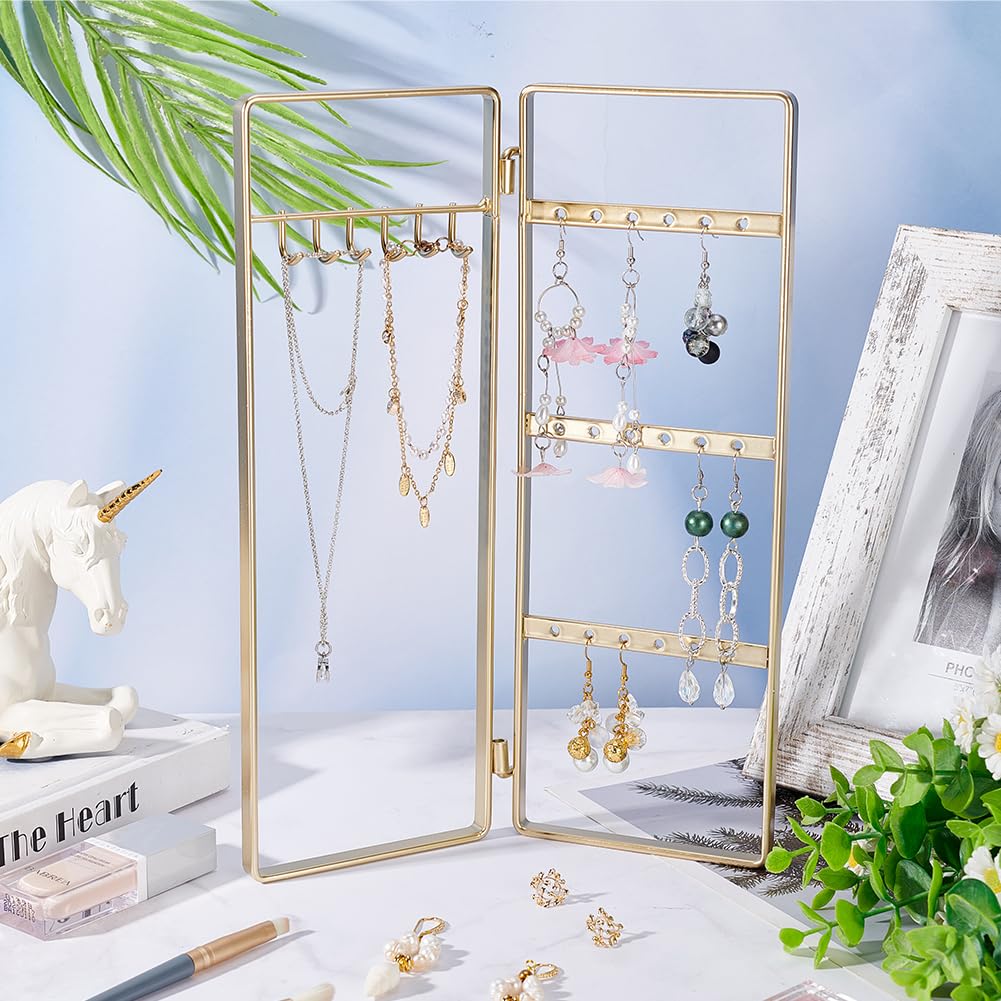 FINGERINSPIRE Or Métal 2Pcs T Bar Boucle d'oreille Présentoir sans Trou Porte-Bijoux Suspendu