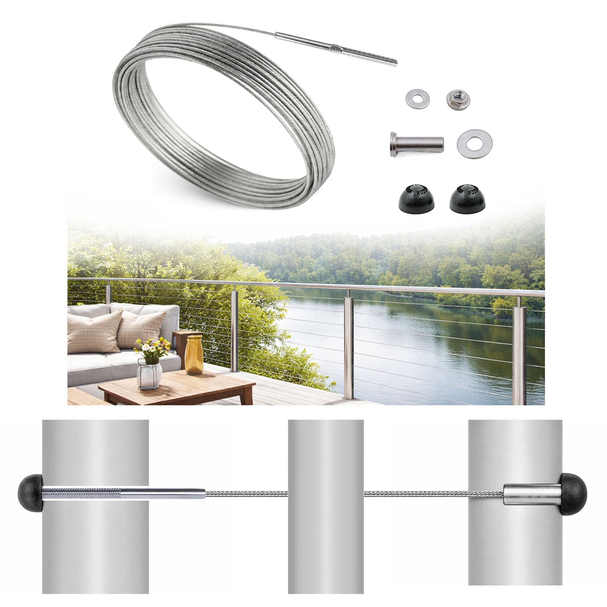 1/8 "vistaview Cable de acero inoxidable para Kit de montaje (7,6 m Length)