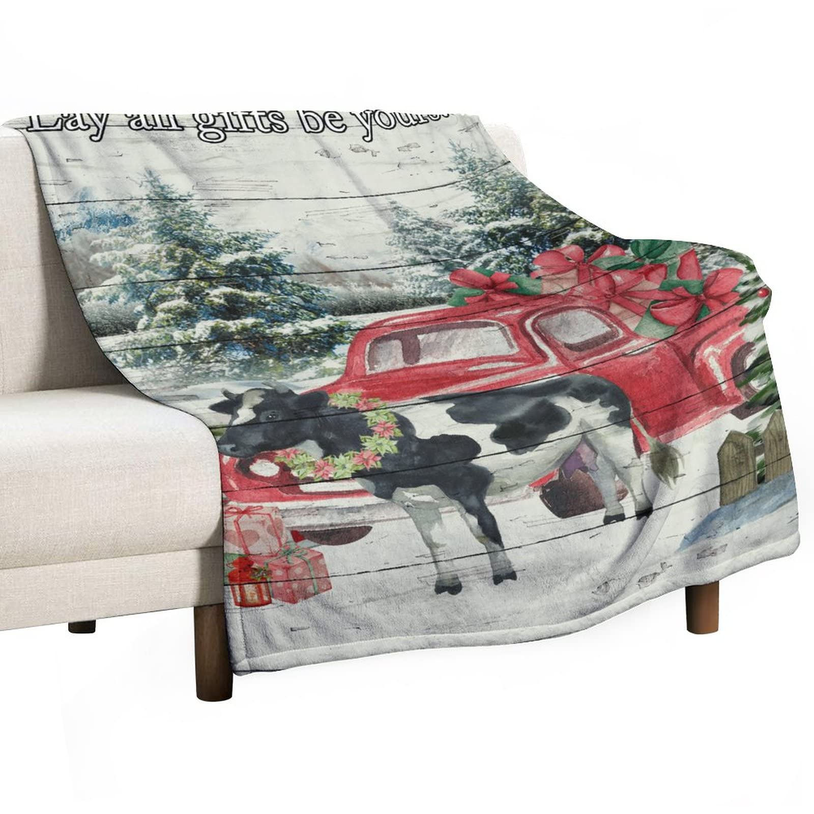 Couverture de Noël en polaire 130x150 cm jeté de lit hiver Merry Christmas