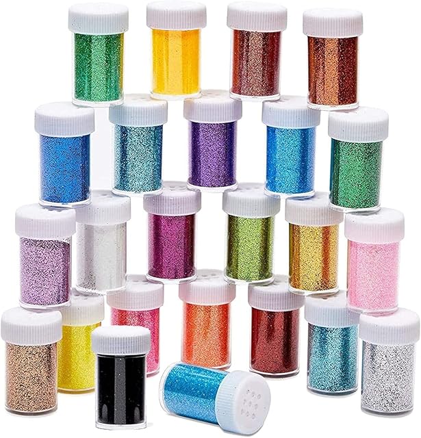 Fine Glitter Face Glitter Shaker Jars 24 Pcs 20g Glitter Jar for Resin Nail Art, Scrapbooking, Crafting, Eye, Hair, Body, Face and Slime Pots, Makeup, Festival and Party