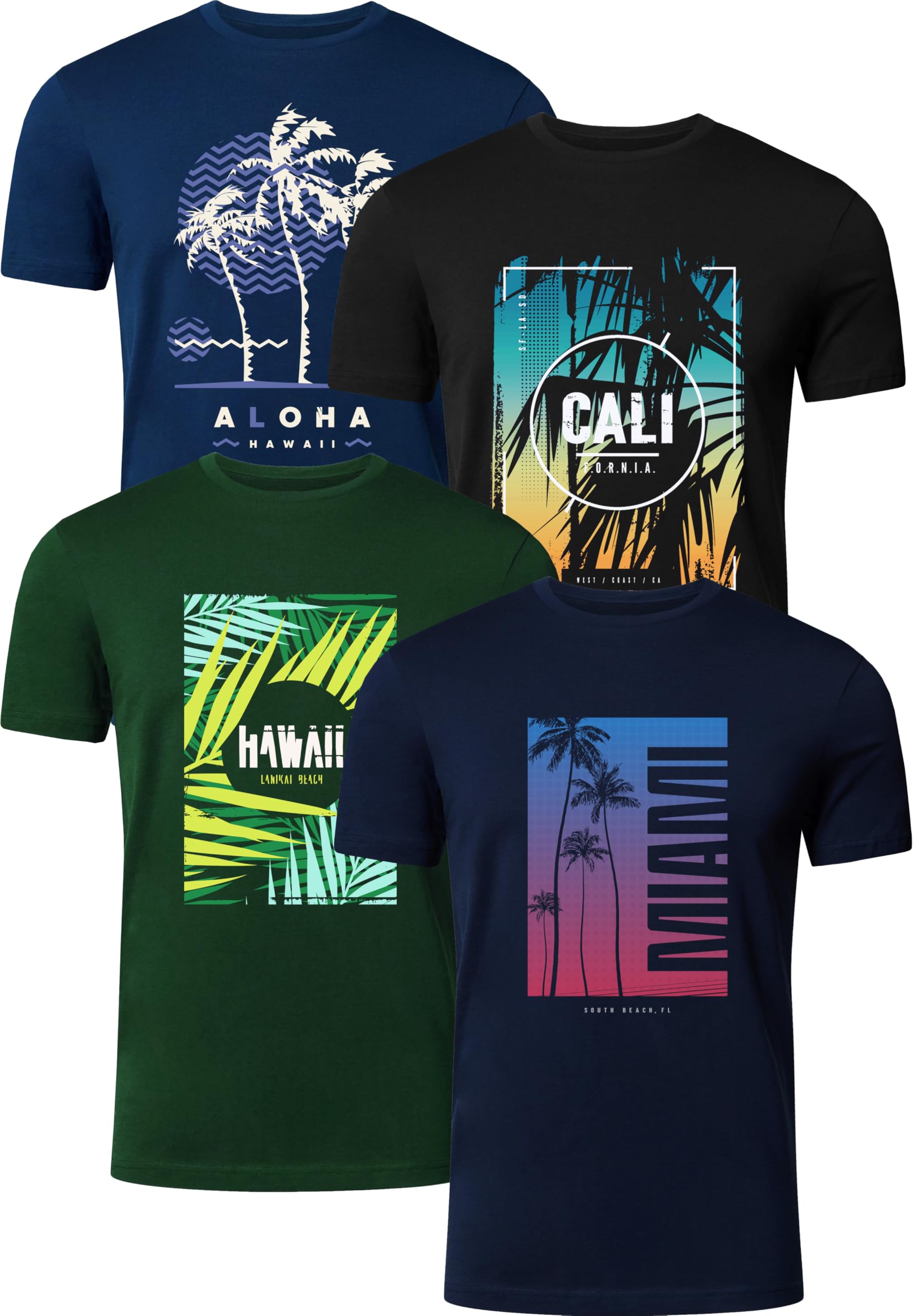 FULL TIME SPORTS Pack de 4 Tee‑Shirts Homme Manches Courtes Imprimés PRINT-003