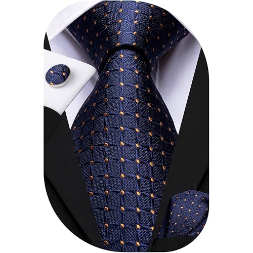 Hi-Tie Men 63inches Tie Set Extra Long Necktie Paisley Tie Pocket Suqare Cufflinks Big and Tall Men Tie