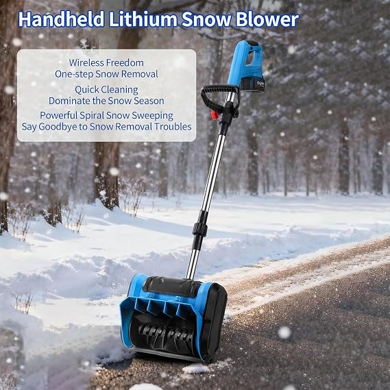 Winter Cordless Snow Shovel Electric Snowplow, 45° Adjustable Direction, 30Cm Clearing Width for Driveway, Deck, Sidewalk & Steps green