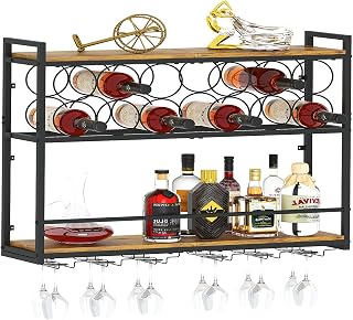 Dokser 2 Tier Wine Rack Wall Mounted Horizontal Bottle Holder for Kitchen