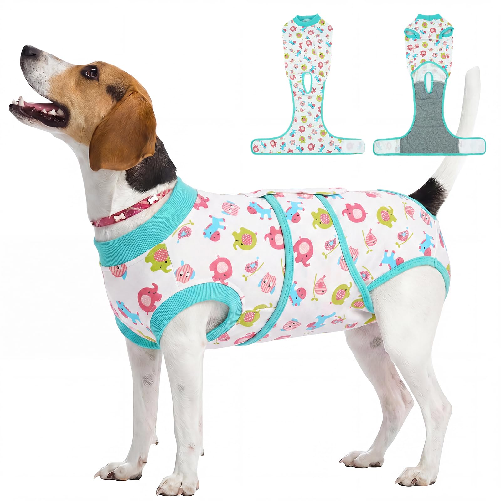 Kuoser Dog Recovery Suit, Female Male Spay Neuter Surgery Suit, Elephant, M