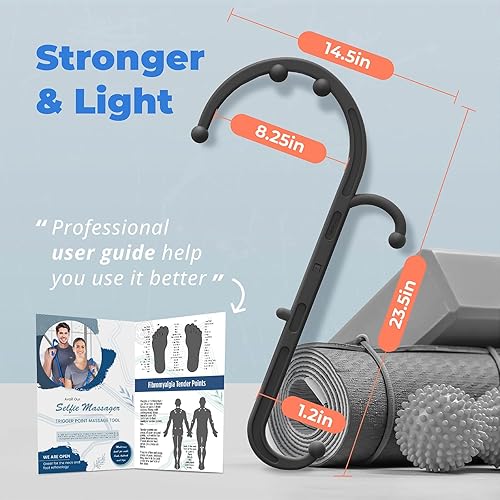 Miniatura 2 de Thera - Masajeador de espalda y cuello, herramientas de masaje de punto gatillo para aliviar el dolor y auto masaje, bastón de gancho, terapia de