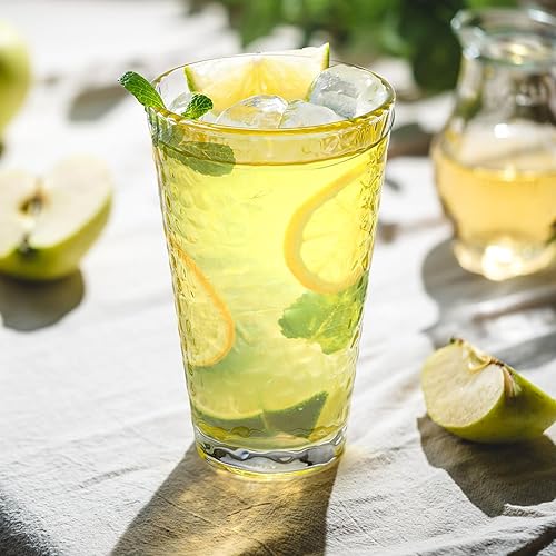 Miniatura 7 de Frcctre Paquete de 6 vasos de bebida vintage, vasos de agua románticos de 11 onzas, vasos de alta calidad, sin plomo, juego de cristalería para