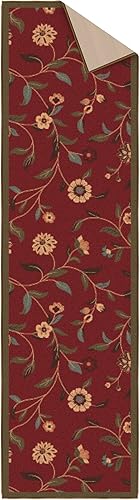 Miniatura 8 de Ottomanson Ottohome Collection - Alfombra antideslizante de goma con diseño de hojas florales de 2 x 7 pies, 1 pies 10 pulgadas x 7 pies, color rojo