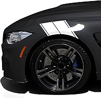 Vista 21 de (2) Calcomanías de vinilo para defensas de hash a rayas de carreras, par de calcomanías a rayas (3M dorado metálico)