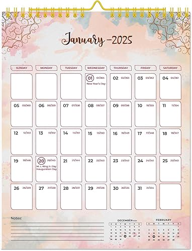 Calendario de pared 2024 enero 2024 diciembre 2024, calendario mensual colgante 2024, 11.5 x 14.8 pulgadas, encuadernación en espiral, vacaciones,