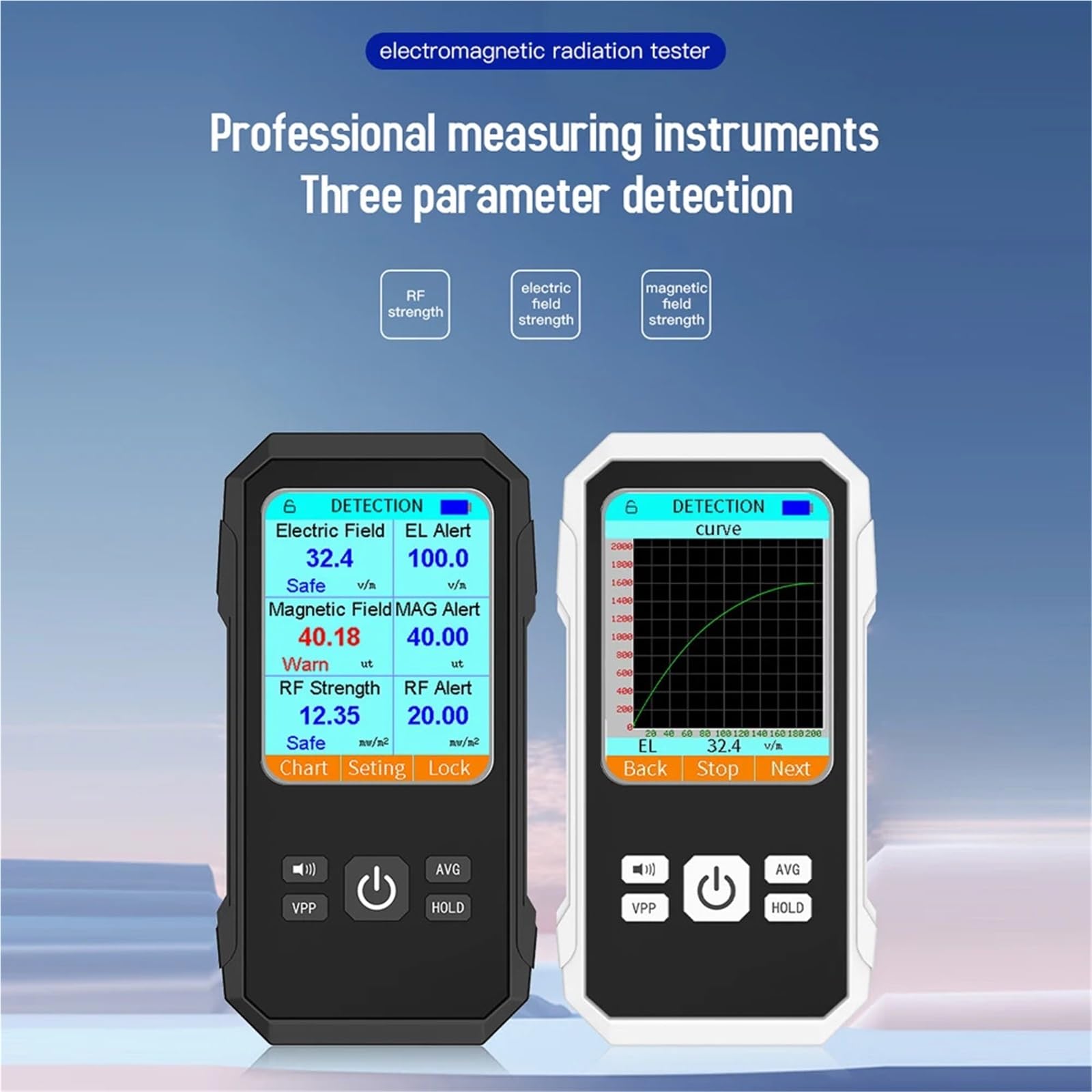 Miernik pola elektromagnetycznego Detektor Promieniowania Magnetycznego Pola Elektrycznego 3 W 1 Tester Elektromagnetyczny Wykrywanie Miernika EMF(Black)