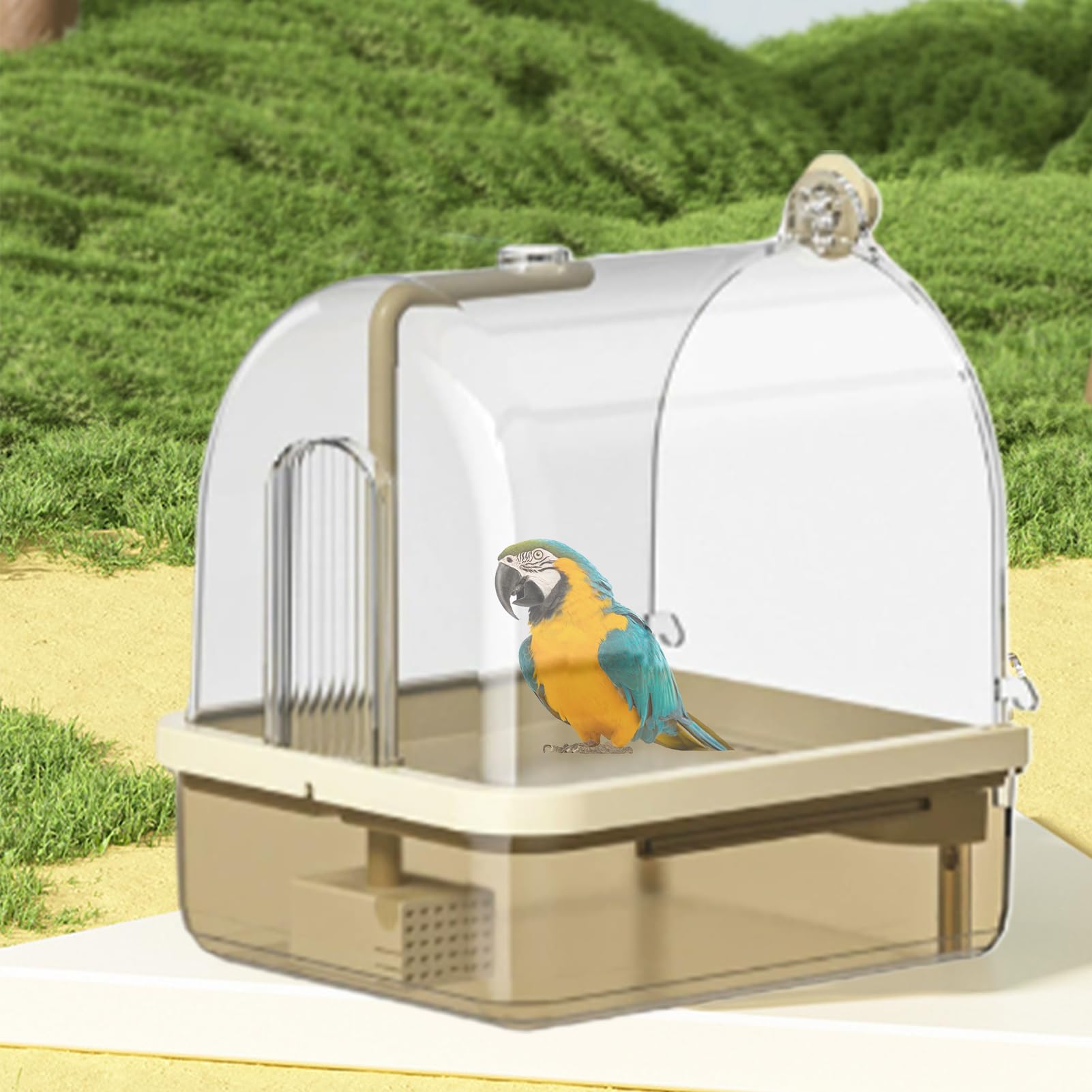 Bañera para Jaulas de Aves Bañera Automática Con Soporte Y Juegos | Baño Automático De Pájaros Apto Para En Interiores Y Exteriores Aviarios Cría Y Viajes
