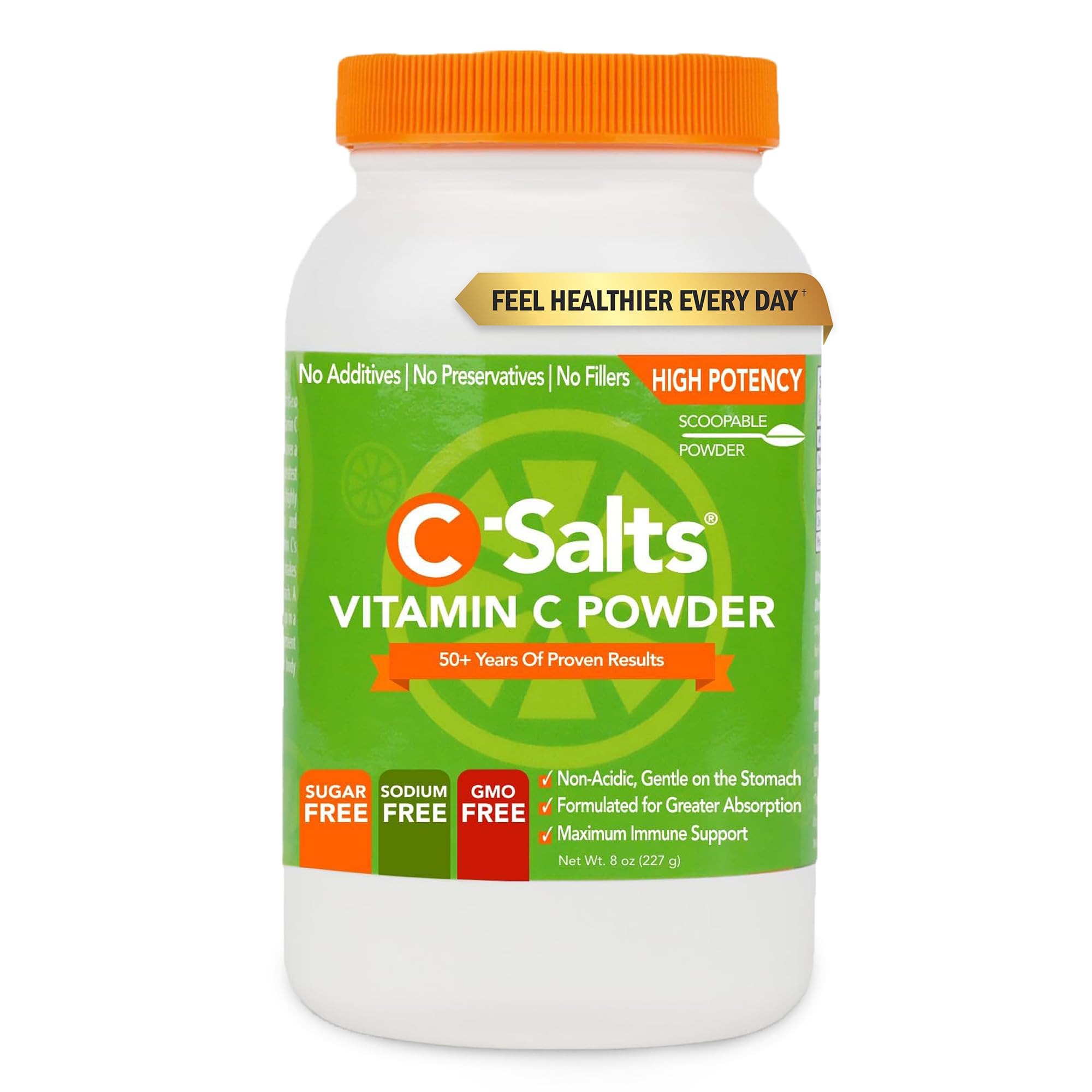 - C-Salts Vitamin C Powder - 100% Pure Buffered Ascorbic Acid Powder for Immune Support - Organic, Sugar-Free, Vegan, Non-GMO, Stomach-Friendly Supplement - Original, 8 oz