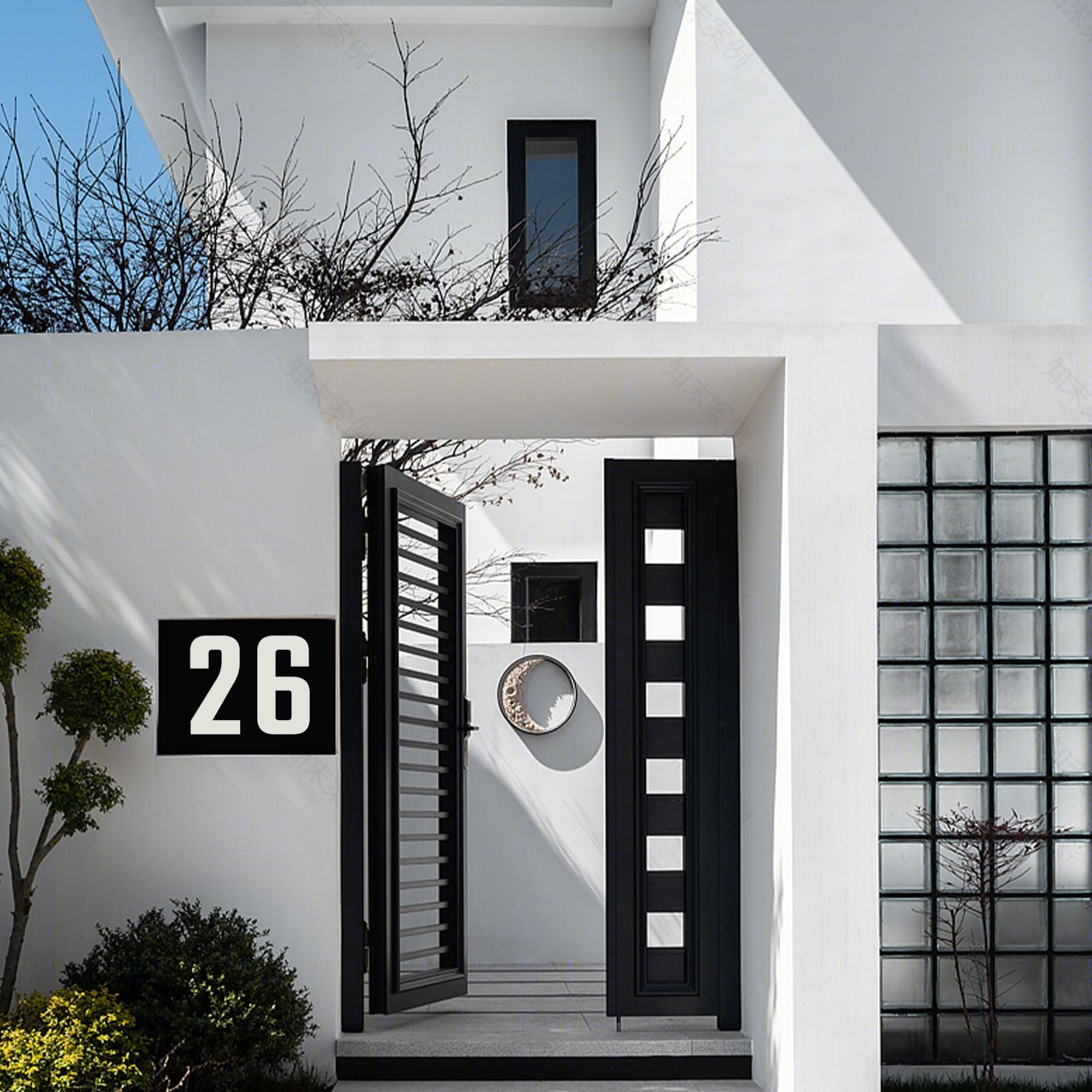 Numeri civici in metallo, 5,1 cm, in metallo, stile moderno, per porta del giardino, per appartamenti, esterni, fattoria, lettere decorative con kit per chiodi, segnaletica per visibilità (bianco)