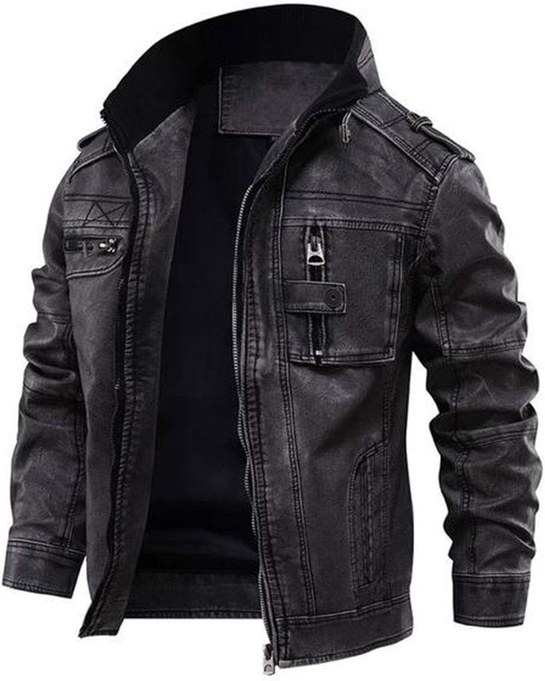 Chaqueta Biker de Cuero Negro para Hombre Argentina Ubuy