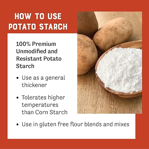 Vista 5 de Judee's - Almidón de patata sin modificar, 2.5 libras, solo un ingrediente, ideal para empanar, espesar, cocinar y hornear, 100% sin OMG, sin gluten