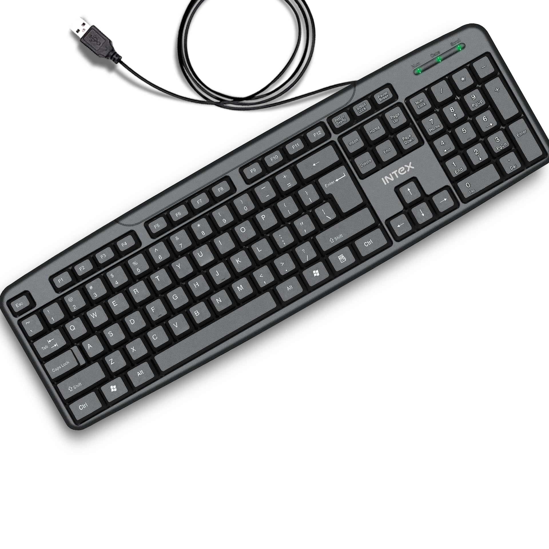 Intex Classy Wired Keyboard with 8 Million Clicks| Anti-Slip | Durable and Strong ABS Material | Retractable Stand | UV Coated Keys | 1.2m Cable (Black)