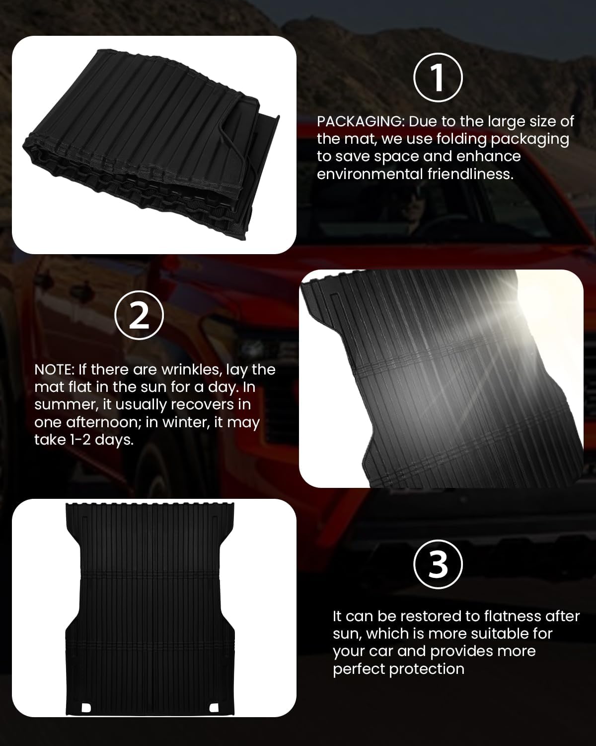 Truck Bed Mat for Chevy Colorado/GMC Canyon 2026 2025 2024 2023, 5FT Rubber Bed Mats for Chevy Colorado/GMC Canyon Pickup Truck Bed Accessories Cargo Mat Anti-Slip