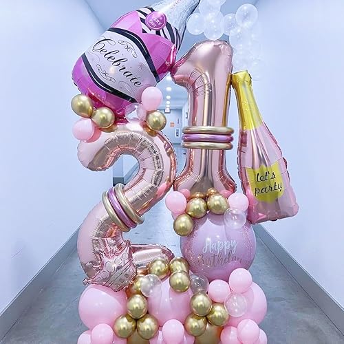 Vista 40 de Globos de oro rosa con el número 80, globos gigantes grandes de 40 pulgadas, globos de aluminio de Mylar de oro rosa con números 80 para fiesta
