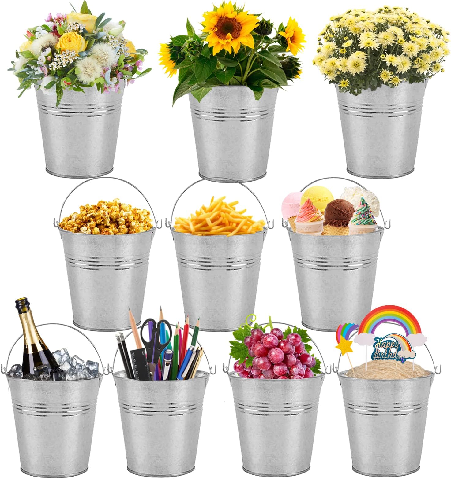 RAINBOW 10cm x 10cm Mini Galvanised Bucket Amazon.co.uk Grocery