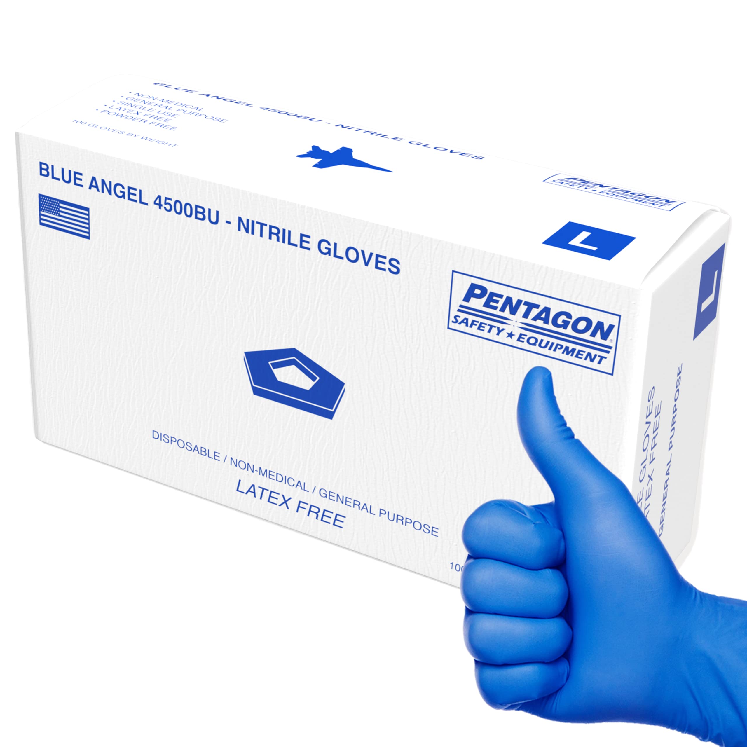 PENTAGON SAFETY EQUIPMENT5 mils Disposable Gloves Latex Free Powder Free Heavy Duty Industrial Nitrile Gloves, Box of 100