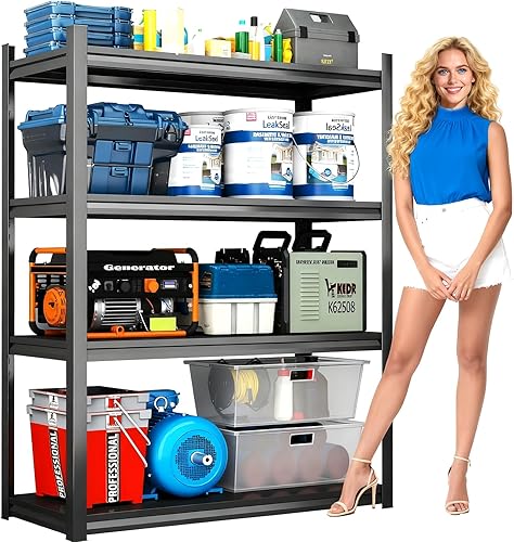 Miniatura 11 de Estantería de garaje de acero resistente de 5 niveles de 72" de alto x 40" de ancho, capacidad de 3000 libras, almacenamiento de garaje y sótano,