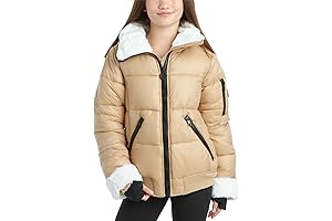 Cozy & Warm Winter Coat for Girls, Insulated Quilted Puffer Bomber Jacket (7-8)