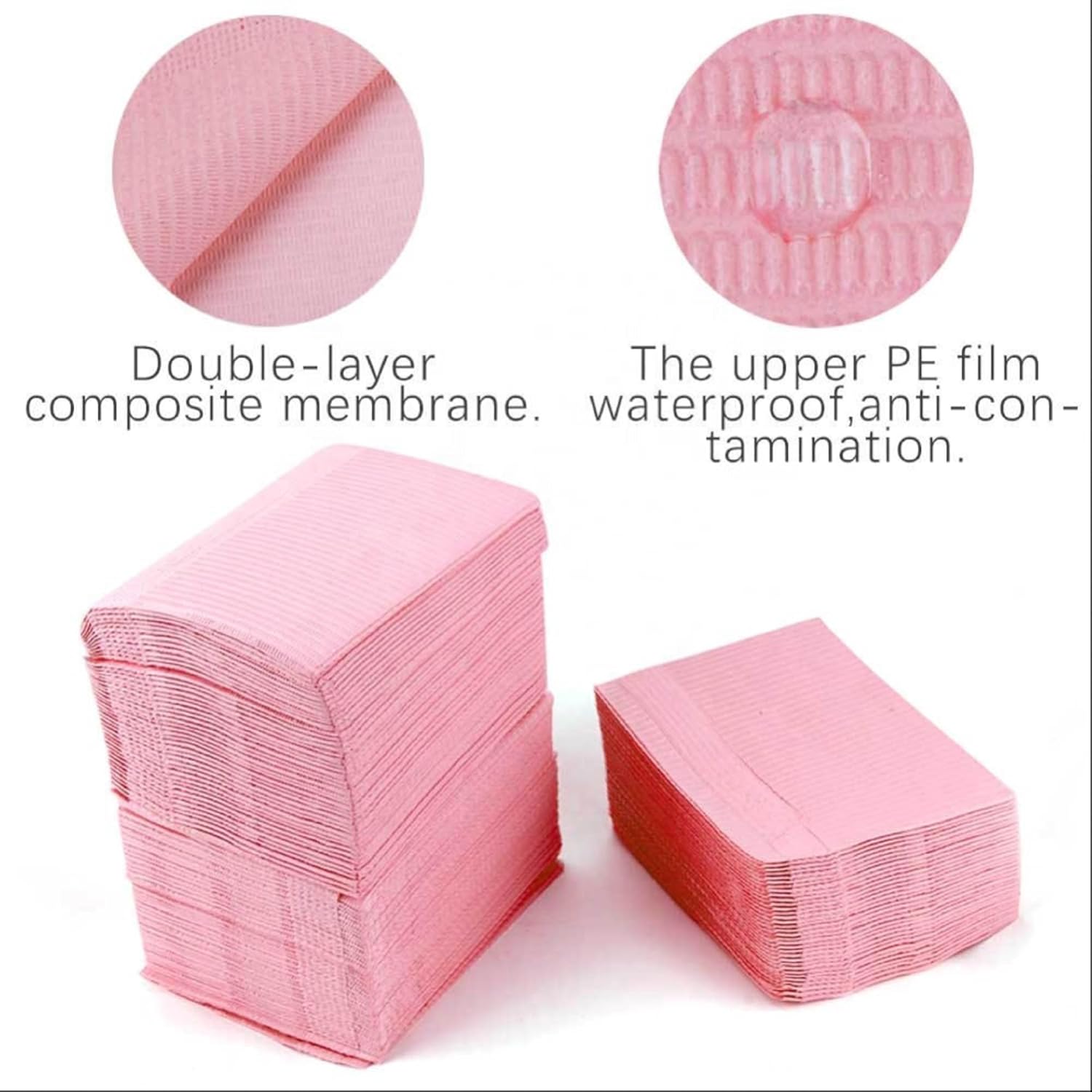 125pcs Dental Bib, Disposable Dental Bib,13" x 18" Dental Bib, Waterproof Tattoo Bibs, Pink Nail Paper Towel, Dentist/Medical Tray Cover, Nail Table Cover