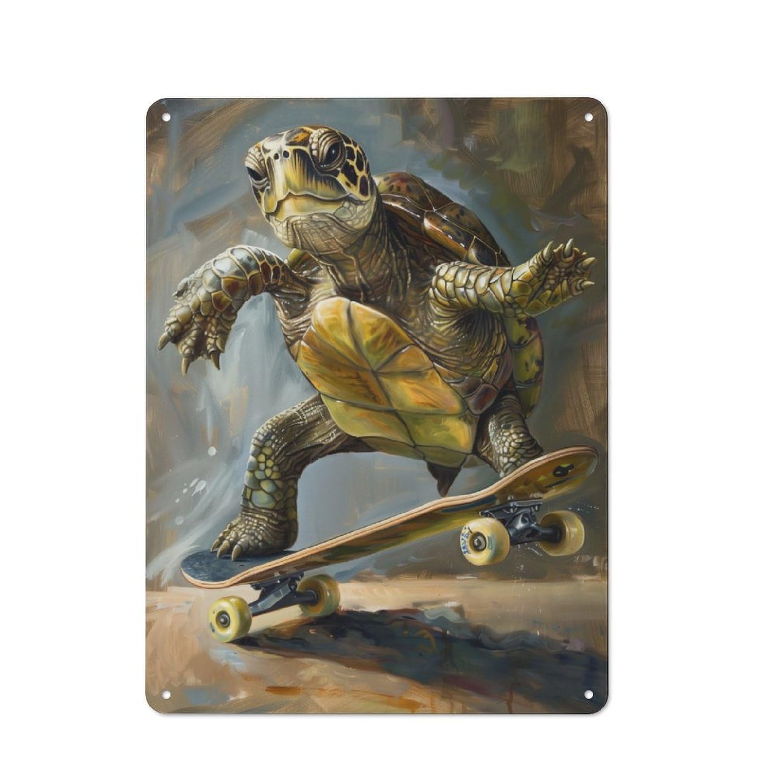 Junmoney Turtle Skateboard Skating Retro Metal Gift Sign 40X30cm, Home Wall Decor For Flat, Dorm Room, Lounge Or Cafe