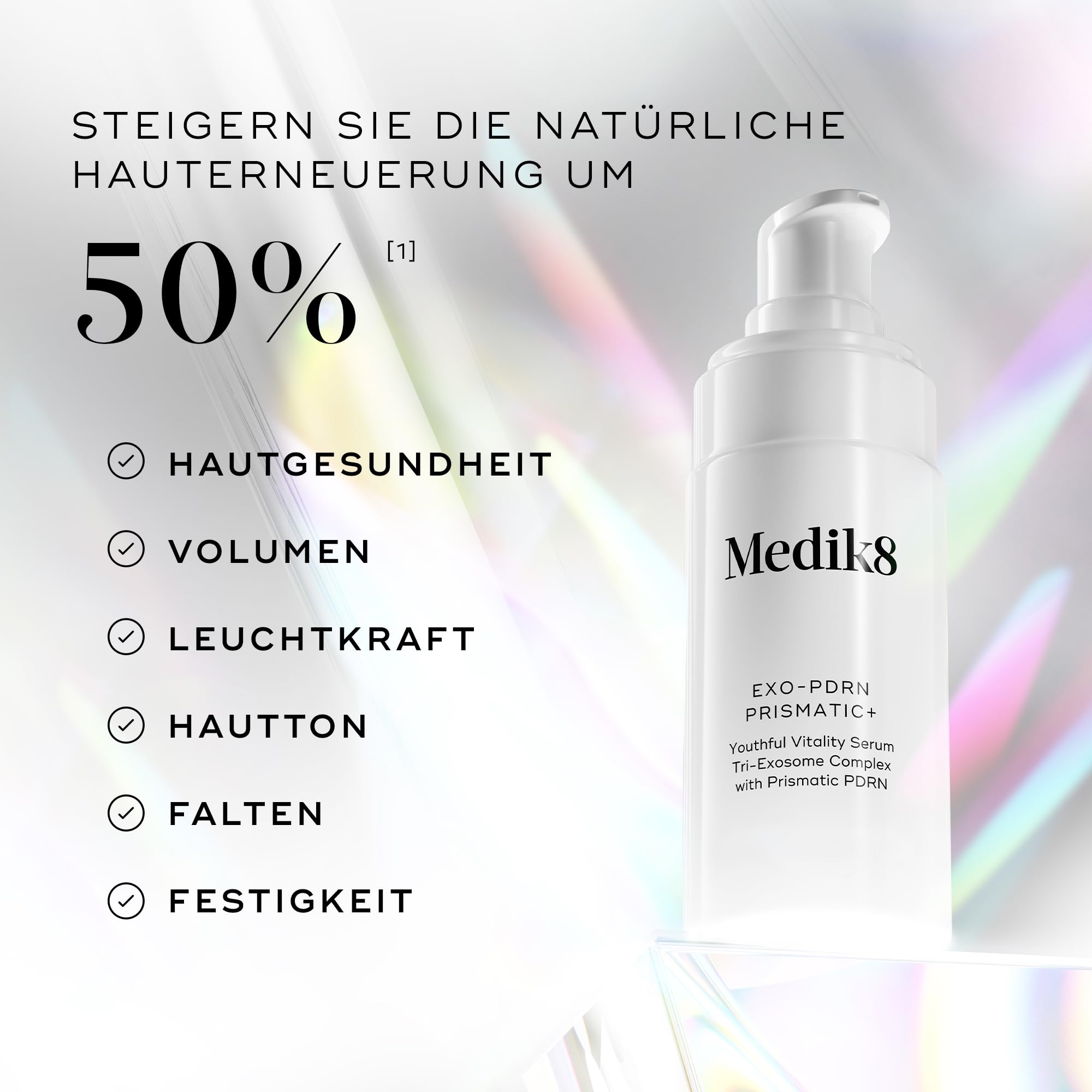 Medik8 Exo-PDRN Prismatic+, Serum für Vitalität, Triple-Exosom - 30 ml | Inspiriert von Polynukleotid-Behandlungen; 60% tieferes Eindringen als Lachs-DNA; prismatisches PDRN, 3-fach Exosom-Komplex